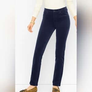 Talbots Stretch Corduroy Straight Leg Blue High Waist Pants Size 16
